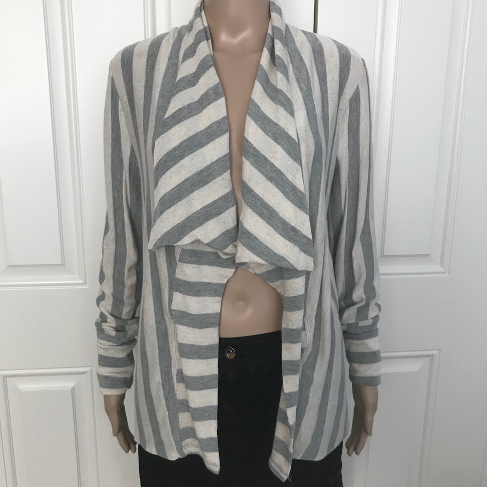 C.Z. Falconer Open Front Stripe Waterfall Cardigan - image 5